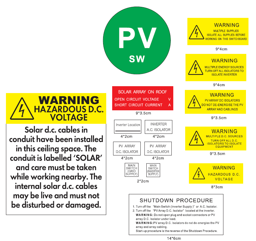 Solar PV Label Kit DeLuxe - PGK Distribution